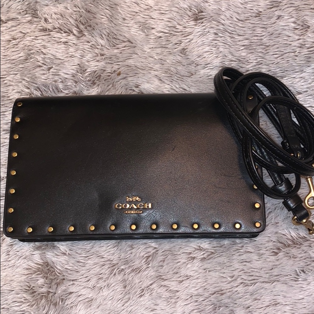 Boarder rivet crossbody clutch